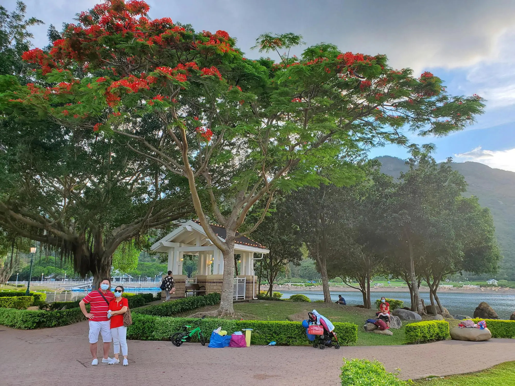Groupe de jeunes volontaires diversifiés travaillant ensemble sur un projet communautaire en plein air.